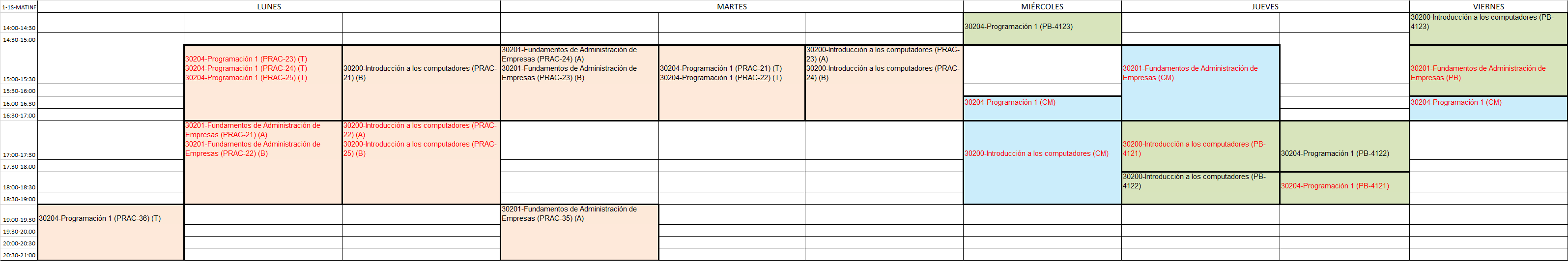 Primer curso, primer semestre (comenzó a impartirse el curso 2019/2020)