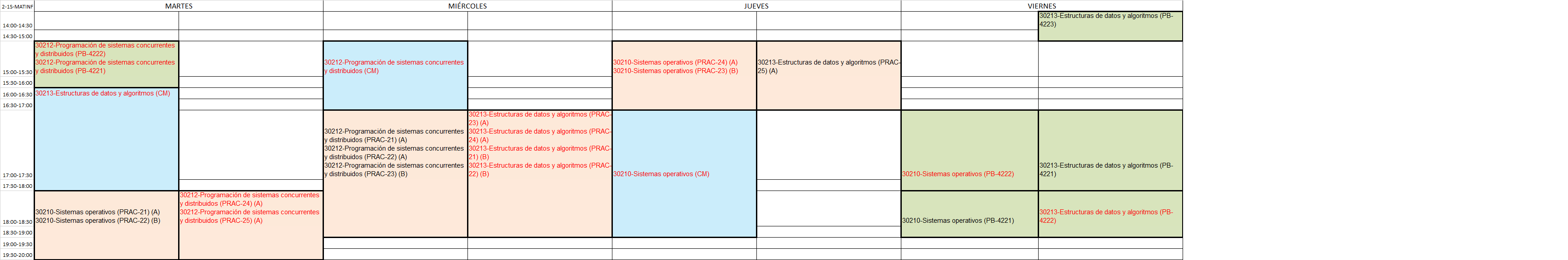 Segundo curso, primer semestre (comenzó a impartirse el curso 2020/2021)